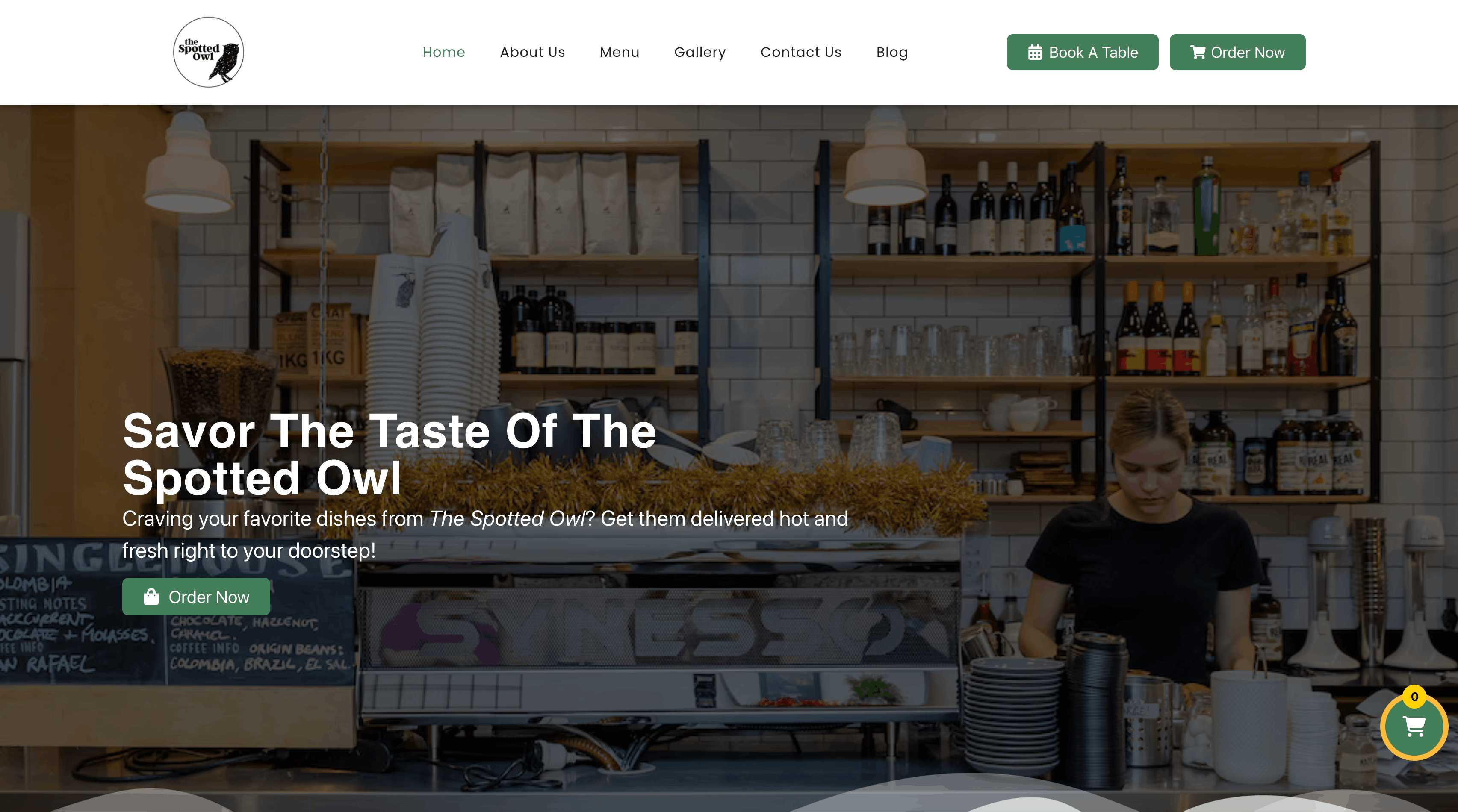 Modern Café & Restaurant Website – The Spotted Owl — website development project by Techable Australia, Sydney